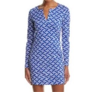 Diane Von Furstenberg Reina Blue White Cotton Silk Blend Mini Dress Size 6